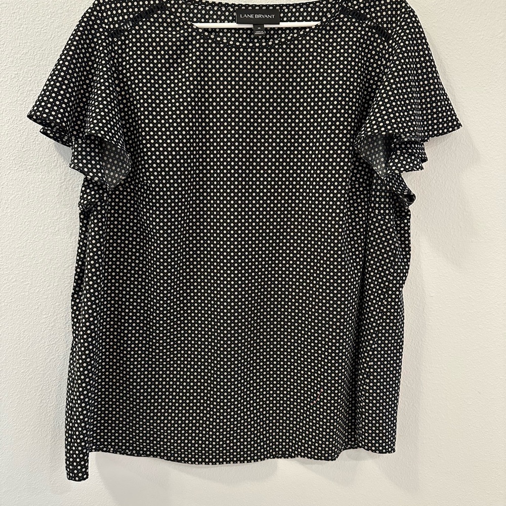 Lane Bryant Black and White Polka Dot Blouse